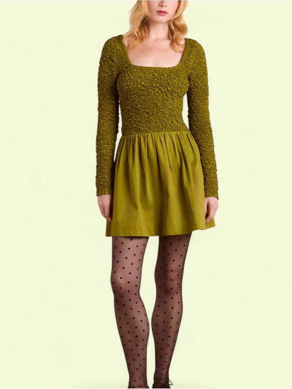 Damson Madder Malinda Super Smocked Mini Dress Olive Green NWT Size 12